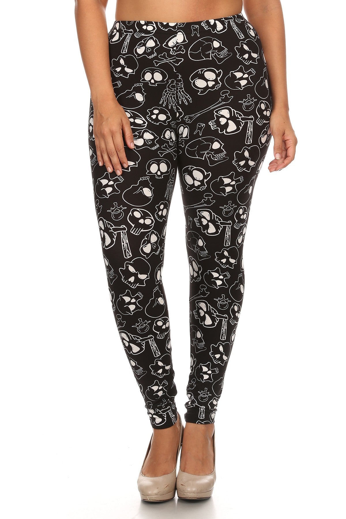 Plus Size High Waist Leggings - Full Length Printed Fitted Style Trendy Styles & Beauty CC55564