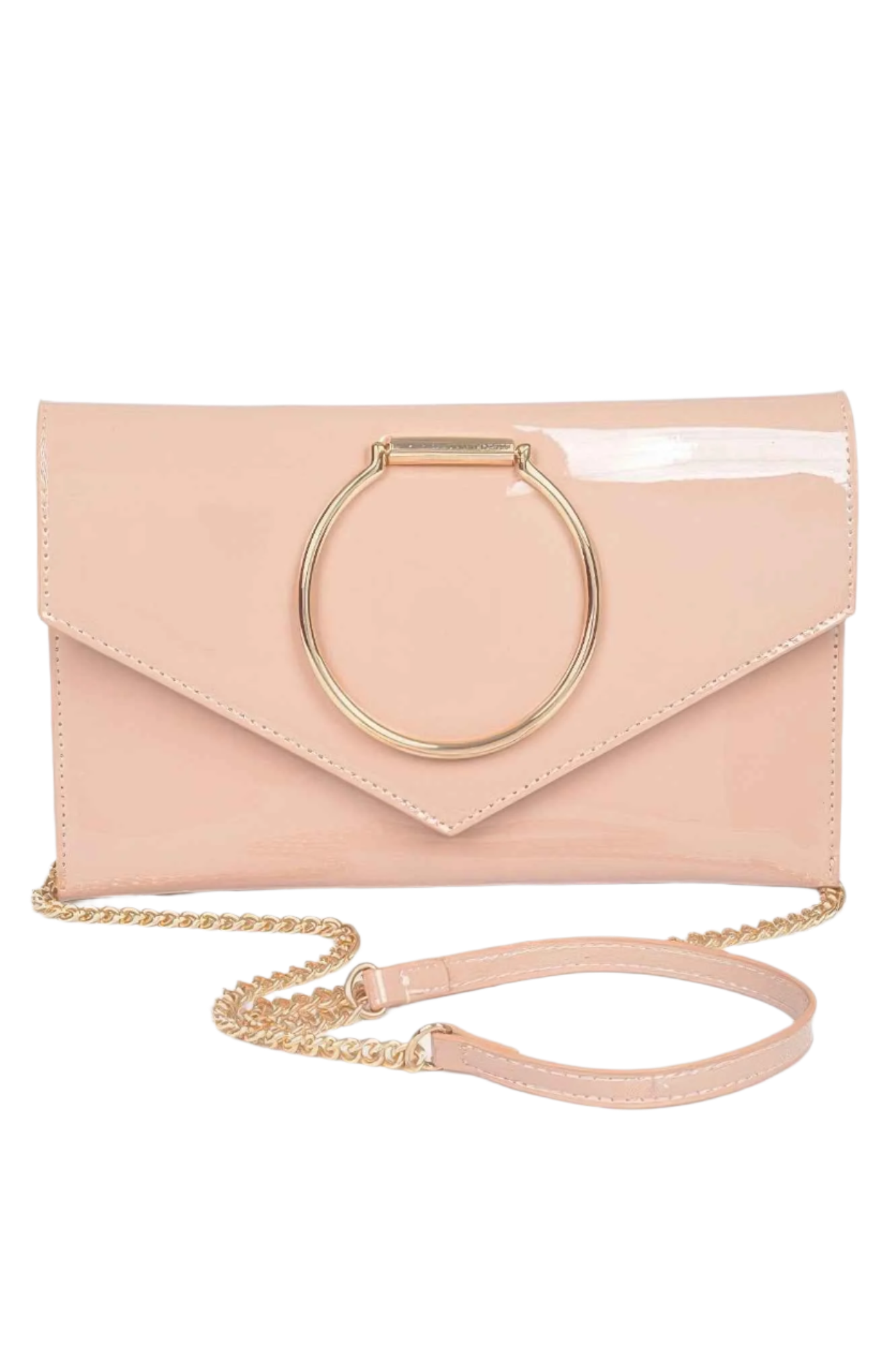 Enamel Faux Leather Metal Handle Flap Clutch Trendy Styles & Beauty WH20024466F
